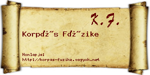Korpás Füzike névjegykártya